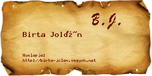 Birta Jolán névjegykártya